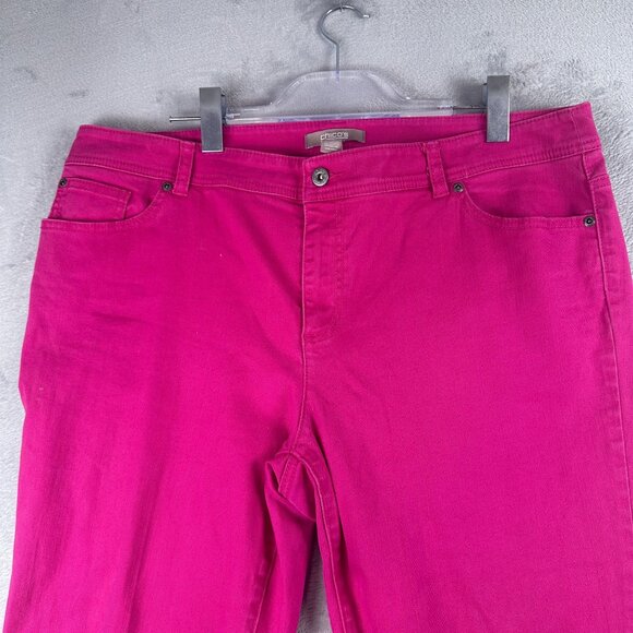 Chico's Cropped Ankle Jeans Womens Size 3 High Rise Five Design Pockets Pink - Picture 3 of 12